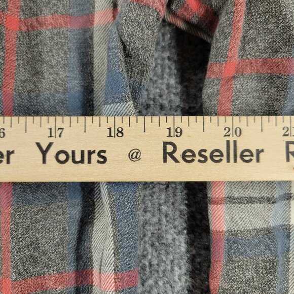 J Crew Button Shirt Men's Small Gray Red Plaid Flannel Long Sleeve Pocket Adult - Picture 11 of 14